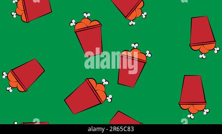 Bucket of fried chicken legs pattern seamless. vector background. Stock Vector