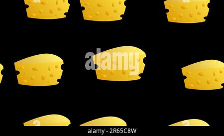 Cheese seamless pattern with silhouette icons. Vector background, illustrations of parmesan, mozzarella, yogurt, dutch, ricotta, butter, blue chees pi Stock Vector