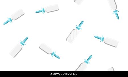 Seamless pattern endless texture of white medical medicinal spray pharmaceutical droplets for nose from a cold and a sore throat on a white background Stock Vector