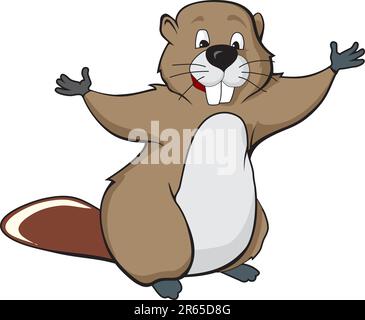 draw of funny beaver (vector) Stock Vector