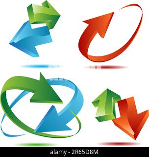 An image of a glossy 3D arrow set. Stock Vector