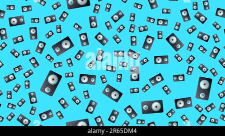 Studio speakers pattern vector seamless blue. Stock Vector