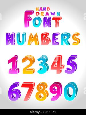 Hand drawn vector font. Numbers. (Letters see in portfolio) Stock Vector