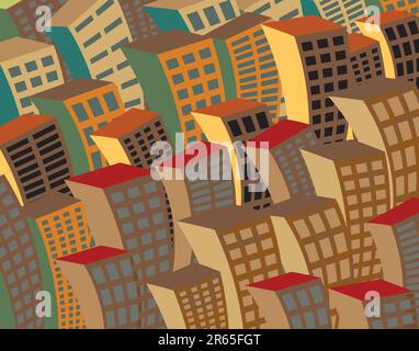 Editable vector illustration of bending skyscrapers Stock Vector