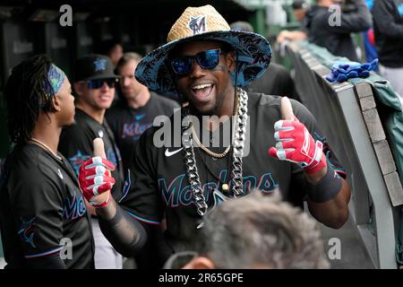 This is a 2023 photo of Jorge Soler of the Miami Marlins baseball team.  This image reflects the Marlins active roster as of Wednesday, Feb. 22,  2023, when this image was taken. (