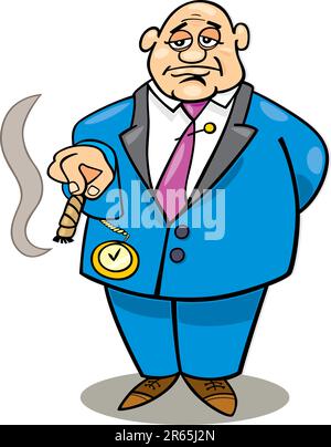 Cartoon illustration of rich man smoking cigar Stock Vector