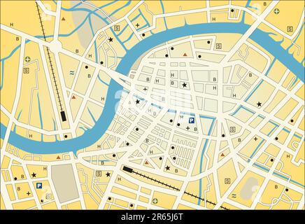 Vector streetmap of a generic city with no names Stock Vector