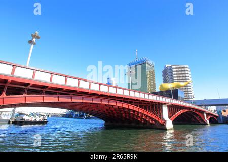 Sumida River and Azuma Bridge Stock Photo