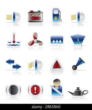 Car Dashboard - realistic vector icons set Stock Vector