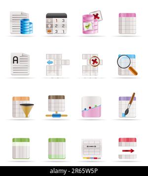 Database and Table Formatting Icons - Vector Icon Set Stock Vector