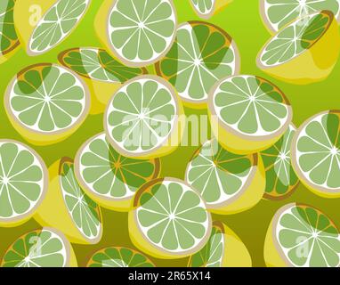 Editable vector illustration of falling sliced green lemons Stock Vector