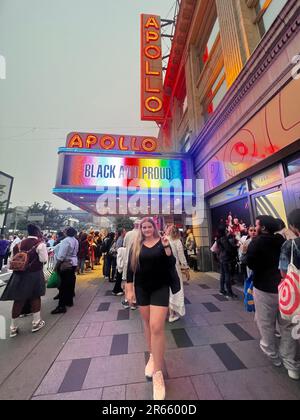 Manhattan, United States. 06th June, 2023. Manhattan Borough Arts festival 2023, Manhattan high schools and middle schools performed in historic Apollo Theatre, Fiorello H.LaGuardia tremble chorus, Simone Vysnovsky vocal high school student performance (Photo by Martina Kolozvaryova/Pacific Press) Credit: Pacific Press Media Production Corp./Alamy Live News Stock Photo