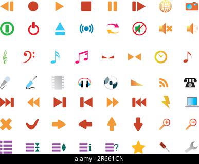 Big collection of different icons for using in web design Stock Vector
