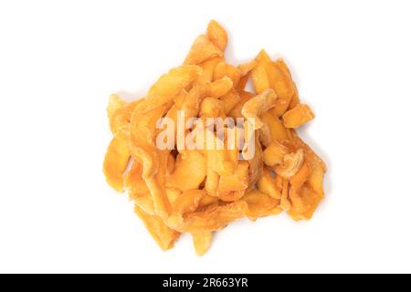 Dried melon slices isolated on a white background. Dried fruit. Stock Photo