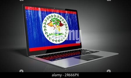 Belize - country flag and binary code on laptop screen - 3D illustration Stock Photo