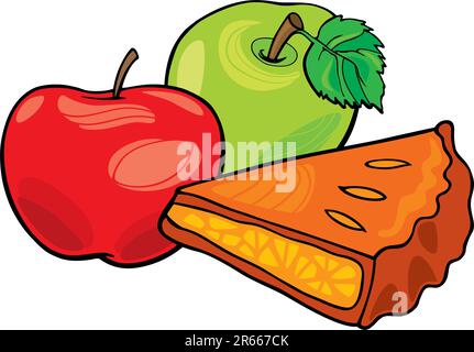 Illustration of apples and apple pie Stock Vector