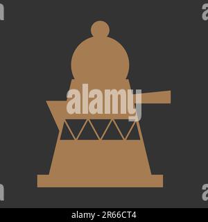 Flat mobile application coffee moka pot icon. Flat vector illustration for coffee food and beverages design element Stock Vector