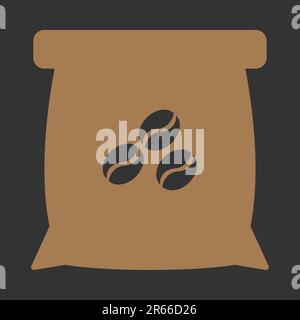 Coffee bean bag icon.  Flat style vector illustration for coffee food and beverages design element Stock Vector