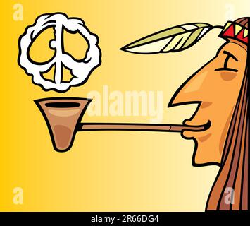 Illustration of indian smoking pipe of peace Stock Vector