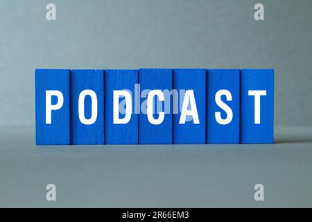 Podcast - word concept on building blocks, text Stock Photo