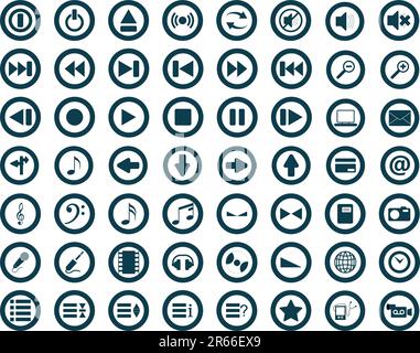 Big collection of different icons for using in web design Stock Vector
