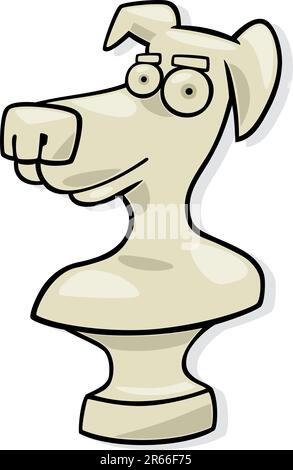 Cartoon illustration of dog sculpture bust Stock Vector