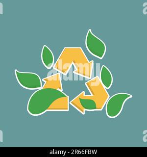 Recycling symbol with green leaves. Ecology concept. Vector illustration Stock Vector
