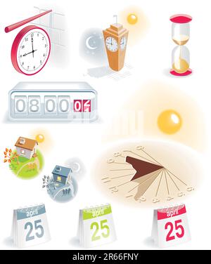 Set of 10 icons - time and calendar theme Stock Vector