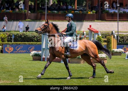 Rome, Italy. 27th May, 2023. Yuri Mansur (BRA) during the 90° CSIO ROMA 2023, Nations Cup - 1.55m - 110.000 EUR - LR - LORO PIANA TROPHY, at Piazza di Siena in Rome, Italy. Stock Photo