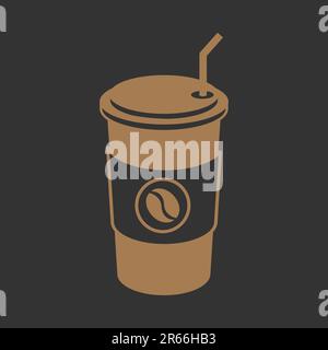 A disposable paper cup of coffee icon. Flat style vector illustration for coffee food and beverages design element Stock Vector