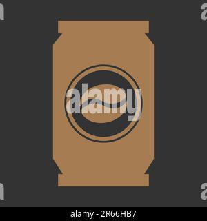 Flat in black and white mobile application coffee bean paper bag icon Stock Vector
