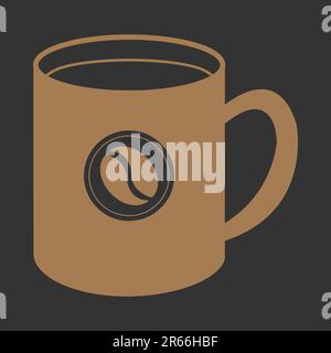 Coffee mug design on dark background,  Flat style vector illustration for coffee food and beverages design element Stock Vector