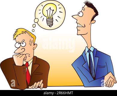 Illustration of man stealing an idea Stock Vector