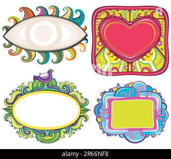 Vector set of cute frames, with space for your text Stock Vector