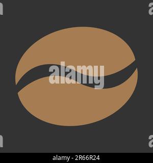 Coffee bean icon in flat style. Coffee vector illustration on black background. Stock Vector