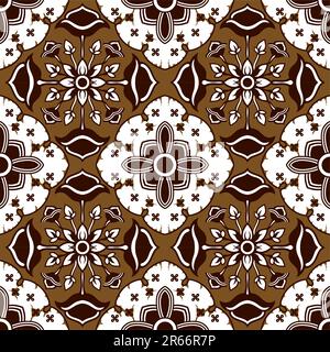 Seamless Dark Brown Javanese Batik Pattern Stock Vector