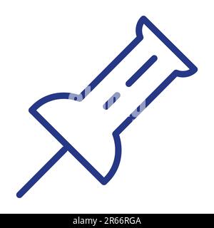 Pushpin Icon. Thin Line With Blue Fill Design. Vector Illustration Stock Vector