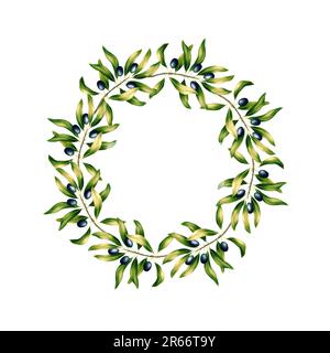 Round template for text with olive branches and leaves. Frame or border ...