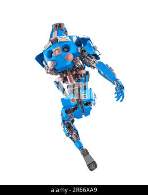 cyber mech is jumping fast rear view, 3d illustration Stock Photo - Alamy