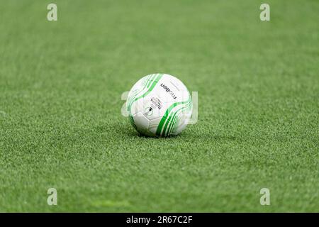 Prague, Czech Republic. 07th June, 2023. The official match ball from Molten is ready for the UEFA Europa Conference League final between Fiorentina v West Ham United at Fortuna Arena in Prague. Credit: Gonzales Photo/Alamy Live News Stock Photo