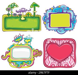 Vector set of cute frames, with space for your text Stock Vector