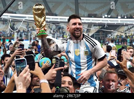 File photo dated 18-12-2022 of Argentina's Lionel Messi. Lionel Messi has announced he is to join Major League Soccer side Inter Miami. The 35-year-old Argentina forward had been strongly linked with a move to Saudi Arabian club Al Hilal, to join a league which already features Cristiano Ronaldo and now Karim Benzema. Issue date: Wednesday June 7, 2023. Stock Photo