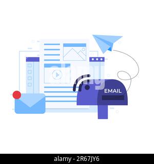E-mail concept. Email marketing. Vector illustration in flat style Stock Vector