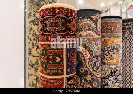 Beautiful rugs for sale at a market or mall in Nairobi Kenya, East Africa Stock Photo