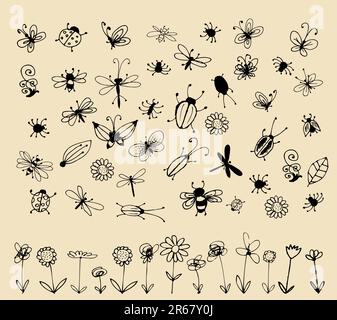 Insect sketch collection for your design Stock Vector