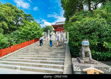 Tsuruoka Hachimangu Shrine and large stone steps Stock Photo