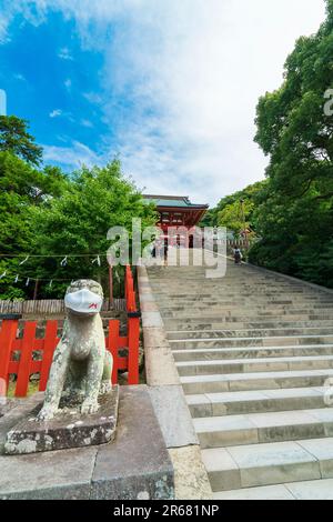 Tsuruoka Hachimangu Shrine and large stone steps Stock Photo