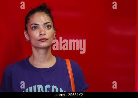 Misano Adriatico, Italy. 04th June, 2023. Elodie Di Patrizi known professionally as Elodie seen during the FIM SBK Superbike World Championship Pirelli Emilia-Romagna Round at Misano World Circuit. (Photo by Fabrizio Carabelli/SOPA Images/Sipa USA) Credit: Sipa USA/Alamy Live News Stock Photo