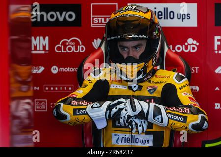 Misano Adriatico, Italy. 04th June, 2023. Alvaro Bautista of Aruba.it Racing - Ducati seen during the FIM SBK Superbike World Championship Pirelli Emilia-Romagna Round at Misano World Circuit. (Photo by Fabrizio Carabelli/SOPA Images/Sipa USA) Credit: Sipa USA/Alamy Live News Stock Photo