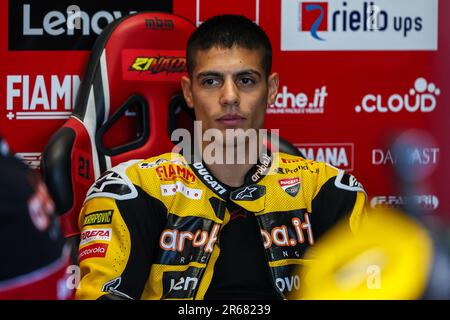 Misano Adriatico, Italy. 04th June, 2023. Michael Ruben Rinaldi of Aruba.it Racing - Ducati seen during the FIM SBK Superbike World Championship Pirelli Emilia-Romagna Round at Misano World Circuit. (Photo by Fabrizio Carabelli/SOPA Images/Sipa USA) Credit: Sipa USA/Alamy Live News Stock Photo